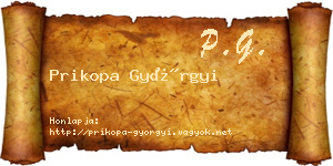 Prikopa Györgyi névjegykártya